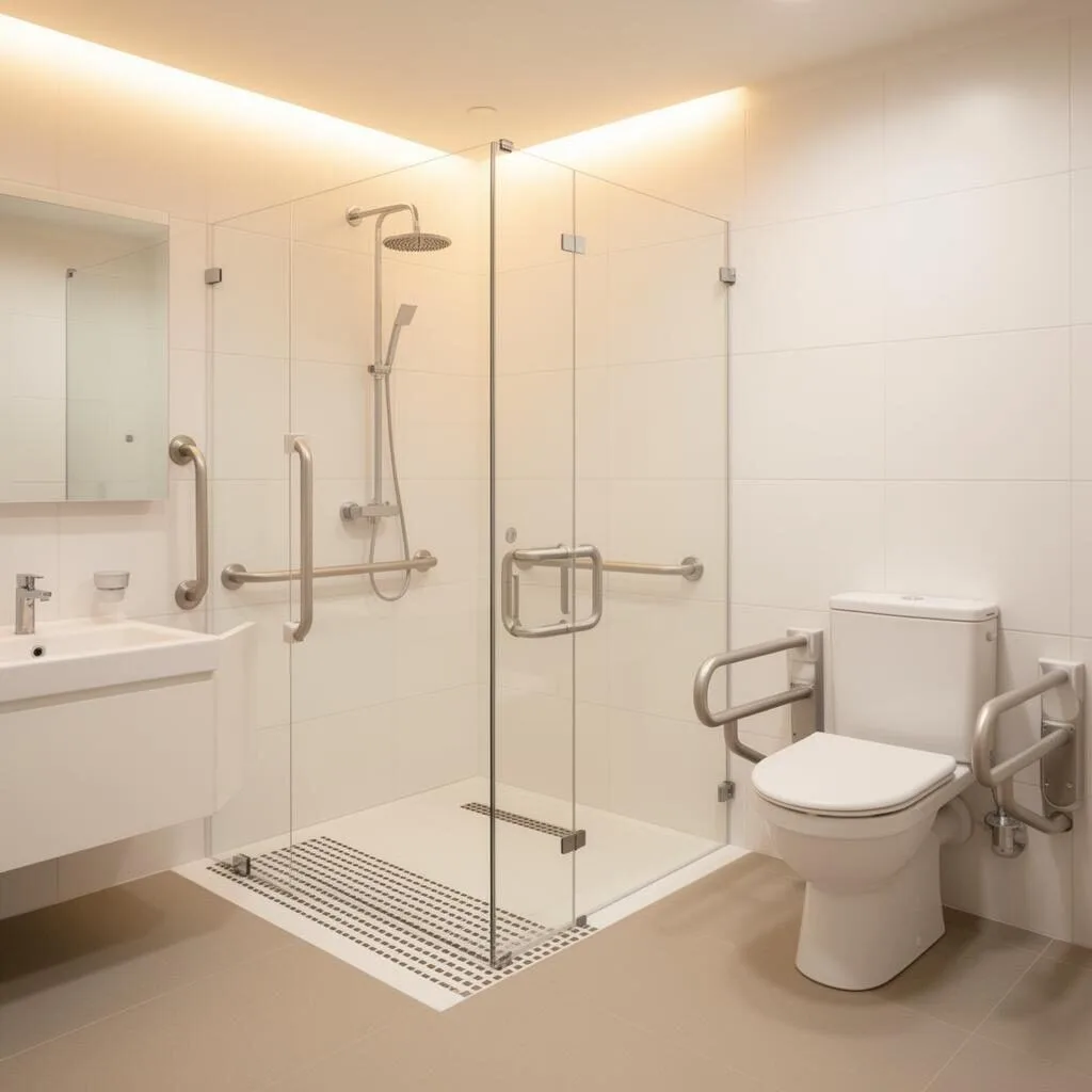 Douche sécurisée pour une salle de bain PMR à Duras